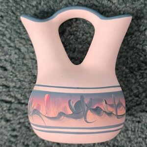 Vintage 1962 New West Pottery Signed Painted Desert Navajo Wedding Vase Mountain